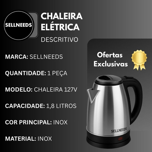 Chaleira Elétrica Jarra Café Chá Inox 110v